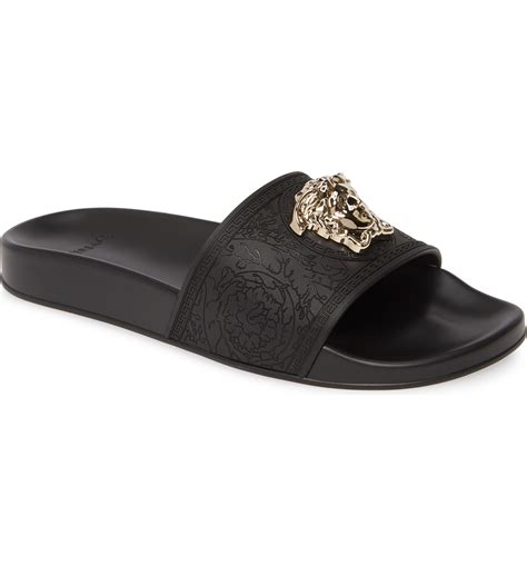 versace palazzo slides|Versace la medusa leather slides.